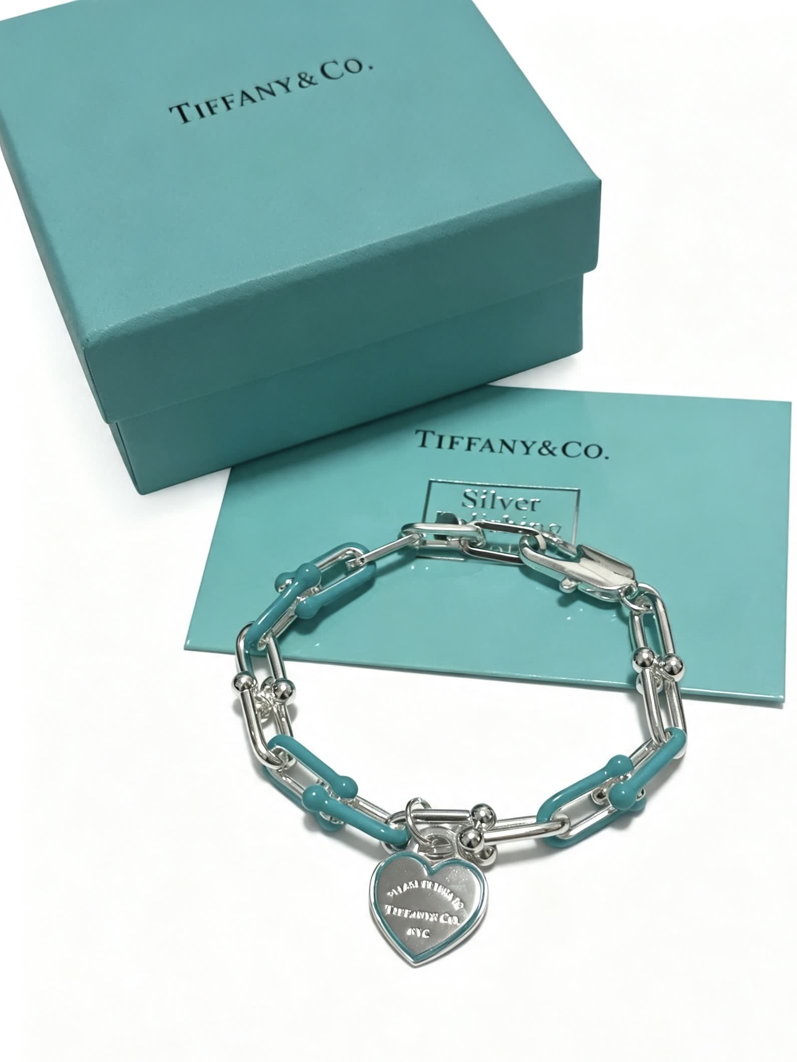 Tiffany & Co. Blue Enamel Heart Tag Bracelet Tiffany & Co. Blue Enamel Heart Tag Bracelet